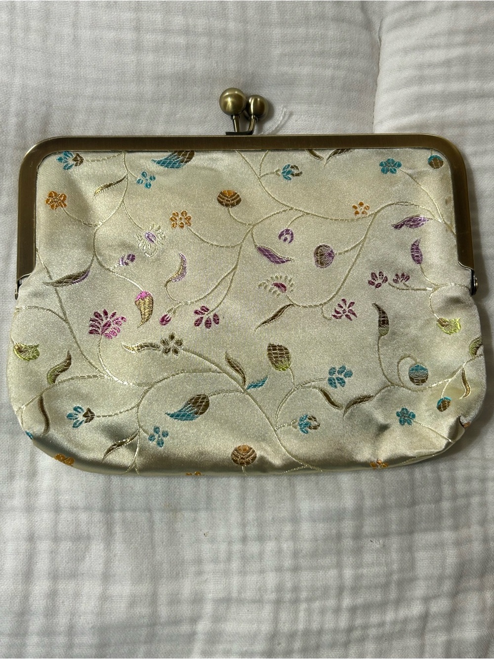 Handmade Satin and Dupioni Silk Kiss Lock Clutch Purse